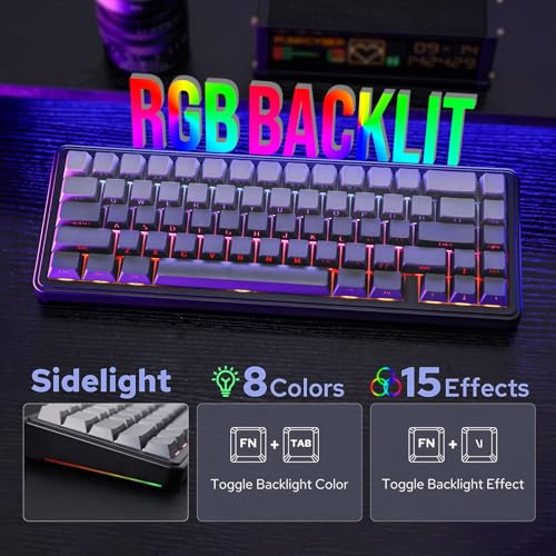 EPOMAKER x Aula F65 65% Wireless Mechanical Keyboard, Hot Swappable Gasket Custom Gaming Keyboard with Five-Layer Padding, RGB Backlit, Bluetooth/2.4GHz/USB-C (Black, Reaper Switch) - Image 5