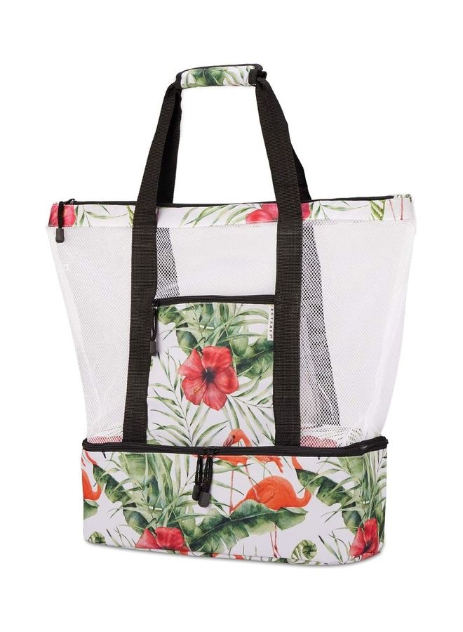 NIBEMINENT Mesh Large Beach Tote Zipper with Insulated Cooler Bag - Image 1