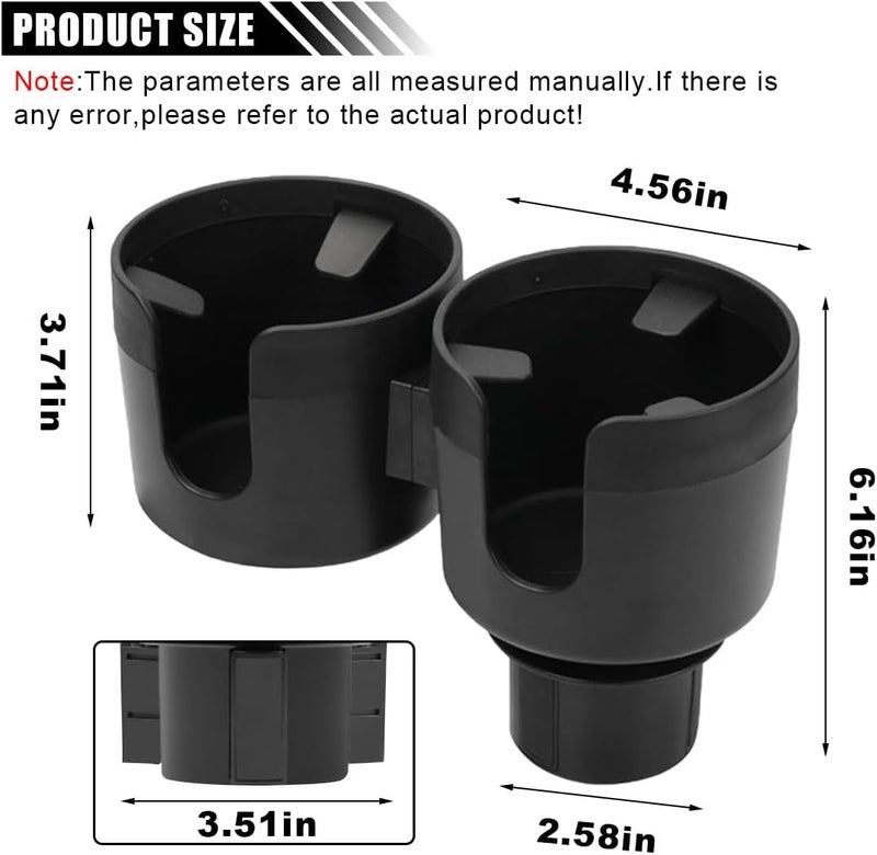 Car Cup Holder Expander: Black ABS Plastic - 2-In-1 Design With U-Shaped Groove Adjustable Cup Holder Adapter for Most Cars, RVs, Trucks, SUVs - Image 2
