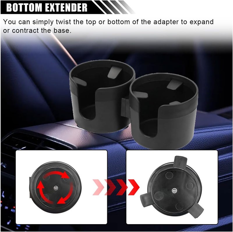Car Cup Holder Expander: Black ABS Plastic - 2-In-1 Design With U-Shaped Groove Adjustable Cup Holder Adapter for Most Cars, RVs, Trucks, SUVs - Image 5