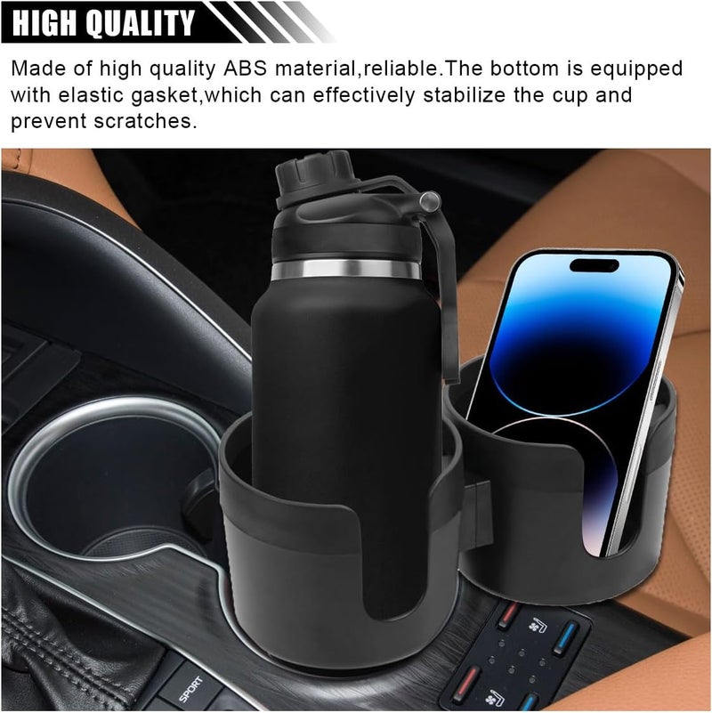 Car Cup Holder Expander: Black ABS Plastic - 2-In-1 Design With U-Shaped Groove Adjustable Cup Holder Adapter for Most Cars, RVs, Trucks, SUVs - Image 3