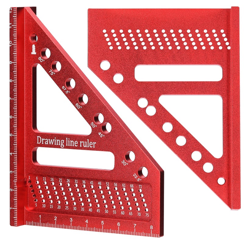 Aluminum Alloy Multi Angle Measuring Ruler Woodworking DIY Miter Trianglar-Ruler Utility Scribing Gauge Multifunctional Layout Measuring Tool for Engineer Carpenter - Image 3