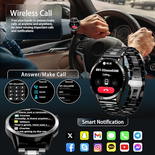 Homailida Smart Watch for Men with Answer/Make Calls, 1.39" HD Always Display Fitness Tracker Watch with Waterproof 190+Sports Modes Health Monitor Sleep Monitor for iOS Android (Black) - Image 2
