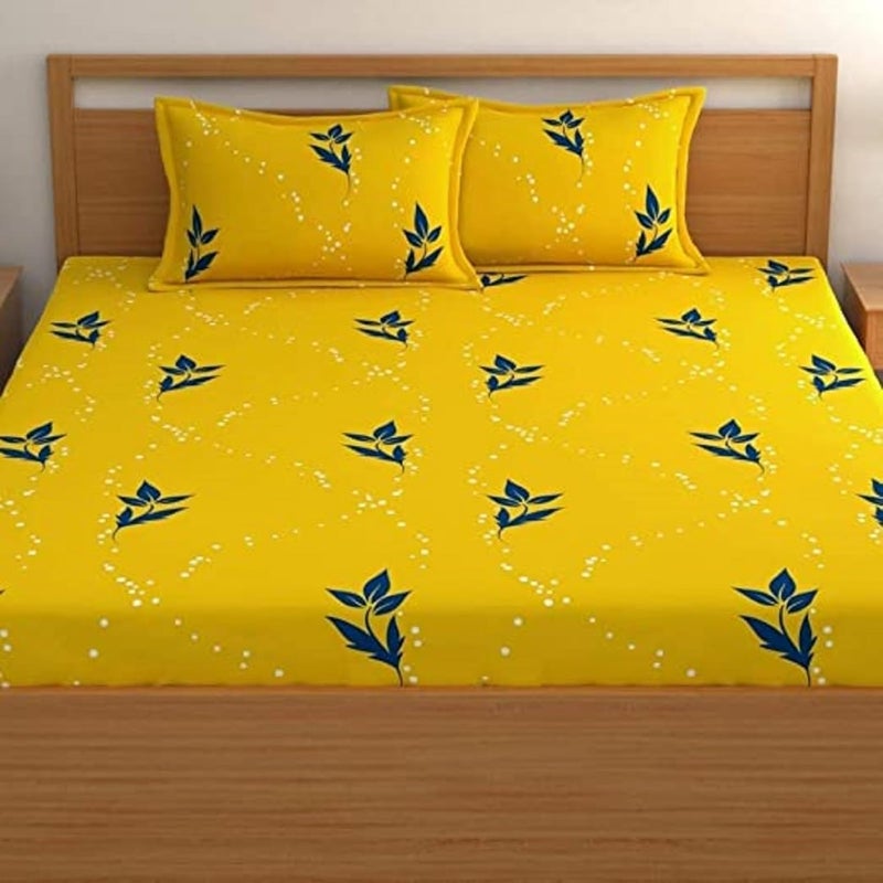 BLUEDOT BLUEDOT Premium Microfiber Fitted Bedsheets for Double Bed with 2 Pillow Covers 160 TC Supersoft WrinkleFree Bed Cover Size 72x786 inches Multi  - Image 2