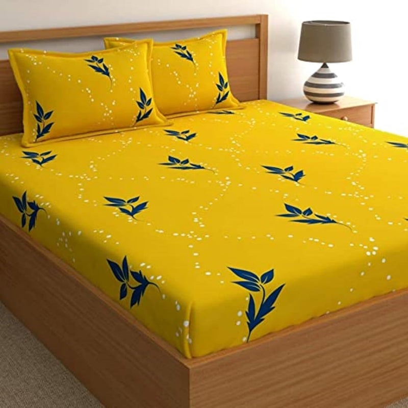 BLUEDOT BLUEDOT Premium Microfiber Fitted Bedsheets for Double Bed with 2 Pillow Covers 160 TC Supersoft WrinkleFree Bed Cover Size 72x786 inches Multi  - Image 3