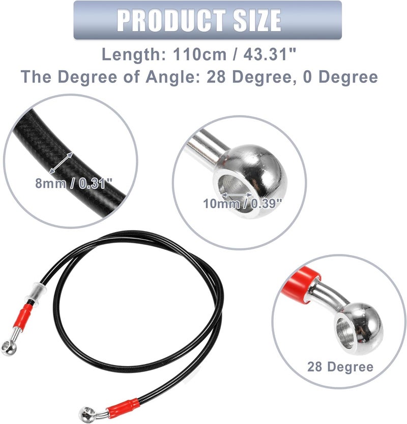 0TO6 Universal 100cm Motorcycle Brake Clutch Oil Hose Line Pipe Hydraulic Reinforced Stainless Steel Braided Hose, Black - Image 5