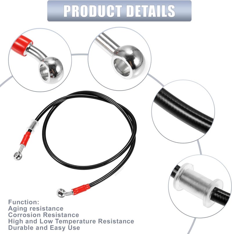 0TO6 Universal 100cm Motorcycle Brake Clutch Oil Hose Line Pipe Hydraulic Reinforced Stainless Steel Braided Hose, Black - Image 4