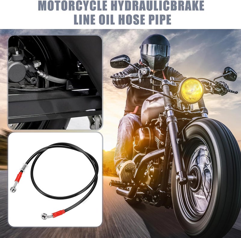 0TO6 Universal 100cm Motorcycle Brake Clutch Oil Hose Line Pipe Hydraulic Reinforced Stainless Steel Braided Hose, Black - Image 2