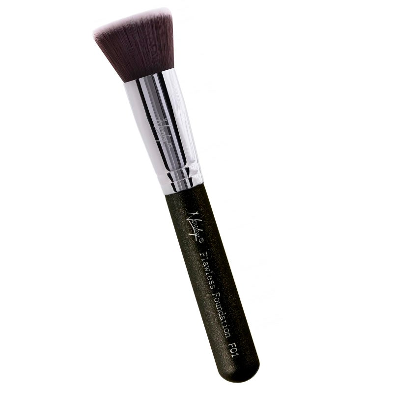 Nanshy Flawless Flat Foundation Brush for Powder Cream  Liquid Makeup  Flat Top Foundation Brush for Smooth Application Blending  Buffing  Dense Firm Bristles  Vegan  CrueltyFree  Black