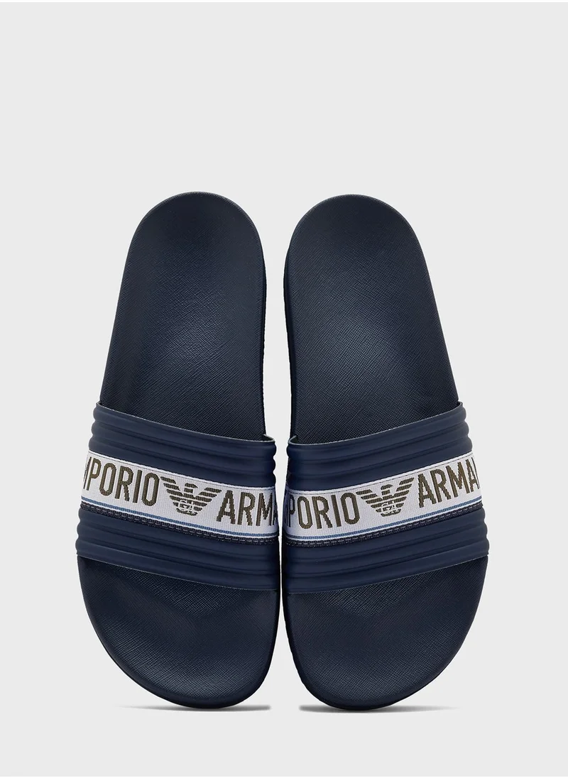 EMPORIO ARMANI Logo One Strap Flip Flops