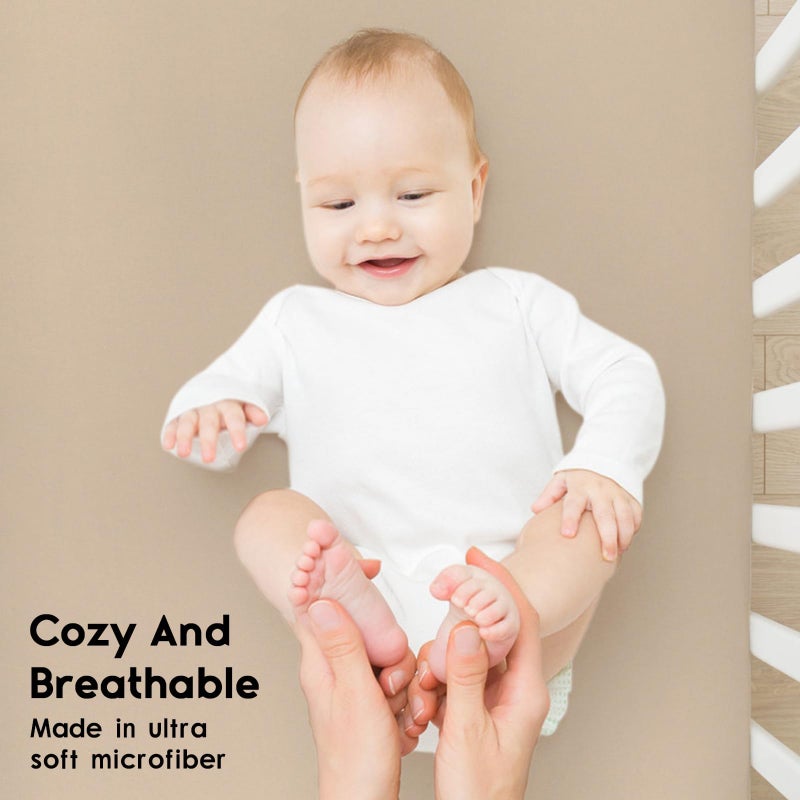 Yoofoss Pack and Play Sheets Fitted, Mini Crib Sheets 2-Pack for Pack N Play Mattress, Stretchy Playard Sheet, Soft and Breathable (Apricot-Green) - Image 4