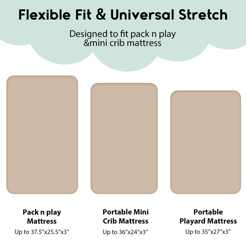 Yoofoss Pack and Play Sheets Fitted, Mini Crib Sheets 2-Pack for Pack N Play Mattress, Stretchy Playard Sheet, Soft and Breathable (Apricot-Green) - Image 3