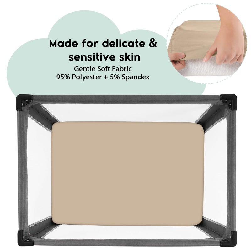 Yoofoss Pack and Play Sheets Fitted, Mini Crib Sheets 2-Pack for Pack N Play Mattress, Stretchy Playard Sheet, Soft and Breathable (Apricot-Green) - Image 2