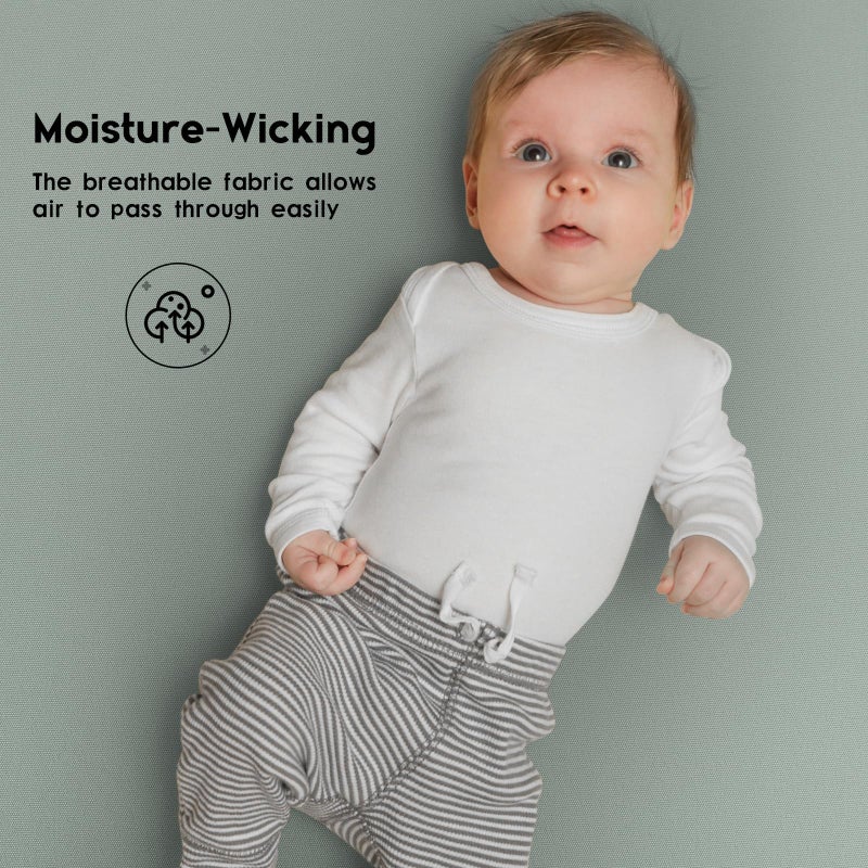 Yoofoss Pack and Play Sheets Fitted, Mini Crib Sheets 2-Pack for Pack N Play Mattress, Stretchy Playard Sheet, Soft and Breathable (Apricot-Green) - Image 5