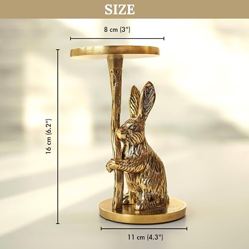BEHOMA Gold Rabbit Candle Holder | Aluminium Statue for Home & Tabletop Decor | Perfect Showpiece for Anniversary, Wedding, Housewarming, Valentine’s Day & Men’s Gift | Gold (Candle Not Included) - Image 4