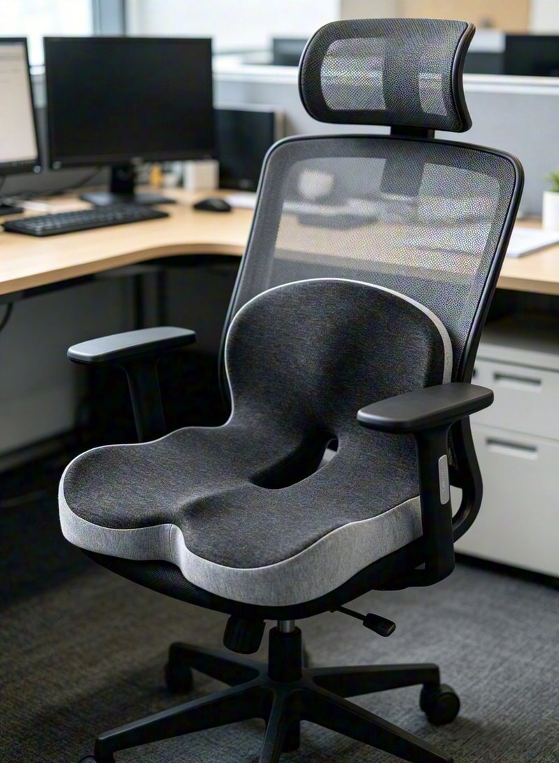 Ergonomic Lumbar Support Pillow for Office Chair Seat Cushion Memory Foam Shell-Shaped Integrated Seat & Back Cushion Lumbar Support Pillow Improve Lower Back Pain Relief and Sitting Posture Seat Cushions Back Support Pillows - Image 3