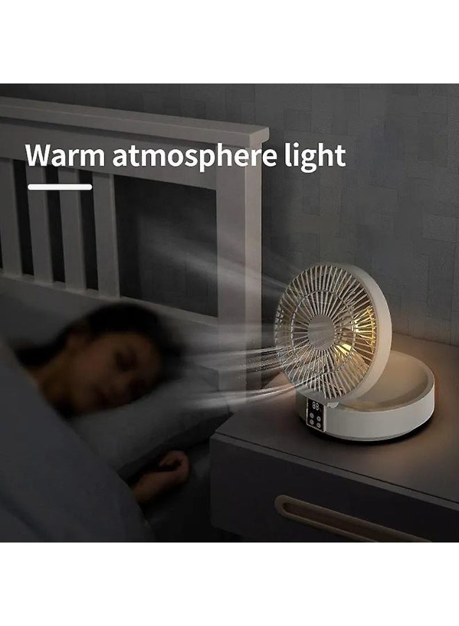 AIWANTO Portable Rechargeable Wall Mounted Fan with LED Light, USB Folding Desktop Fan with Remote Control for Home & Office - Image 3