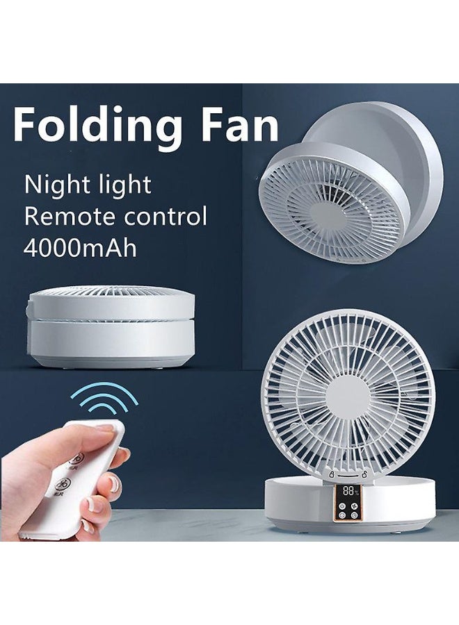 AIWANTO Portable Rechargeable Wall Mounted Fan with LED Light, USB Folding Desktop Fan with Remote Control for Home & Office - Image 4