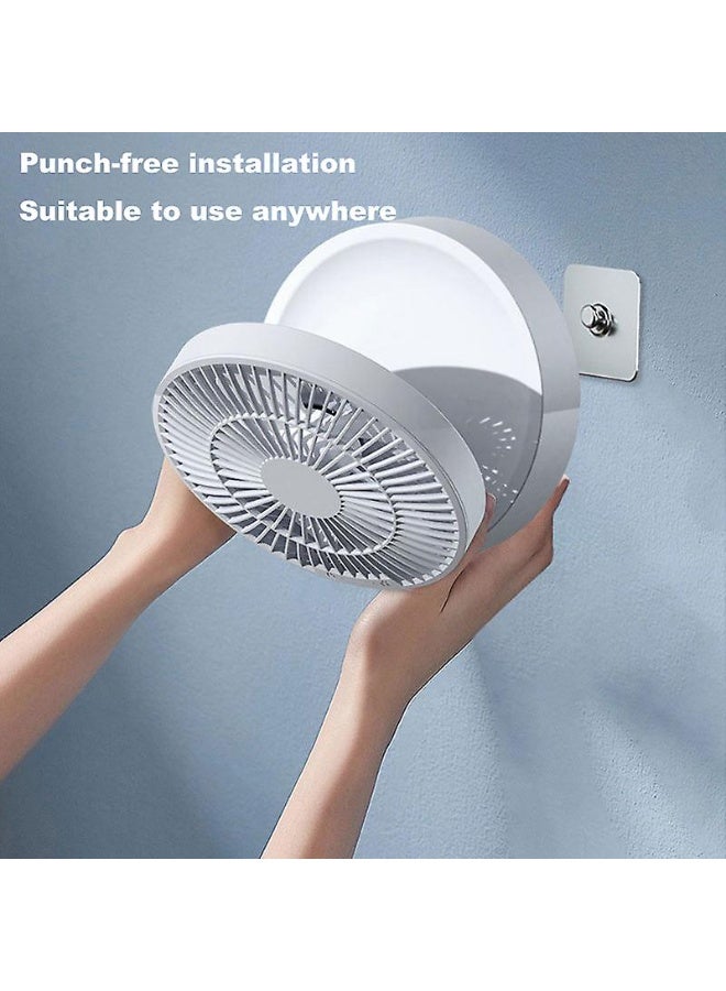 AIWANTO Portable Rechargeable Wall Mounted Fan with LED Light, USB Folding Desktop Fan with Remote Control for Home & Office - Image 5