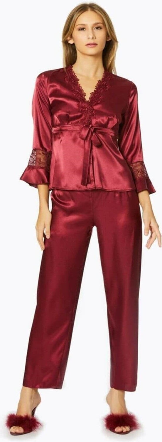 pierre cardin 6025 Women's Satin Six Dowry Set - Claret Red  - Image 4