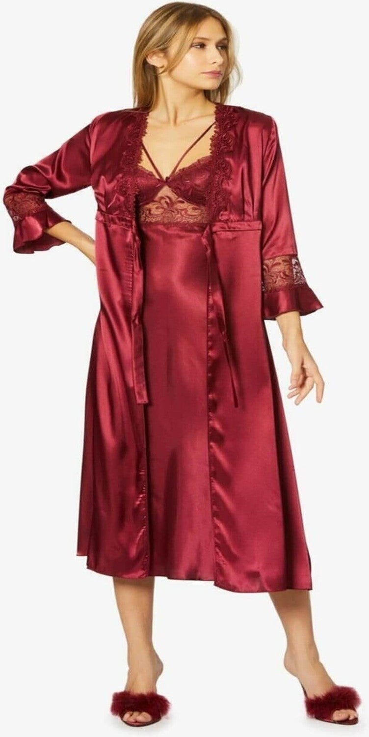 pierre cardin 6025 Women's Satin Six Dowry Set - Claret Red  - Image 2