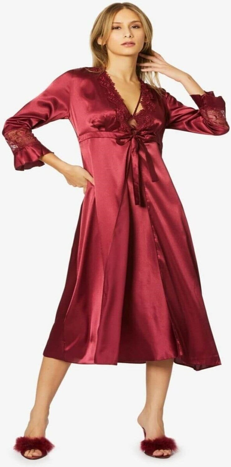 pierre cardin 6025 Women's Satin Six Dowry Set - Claret Red  - Image 1