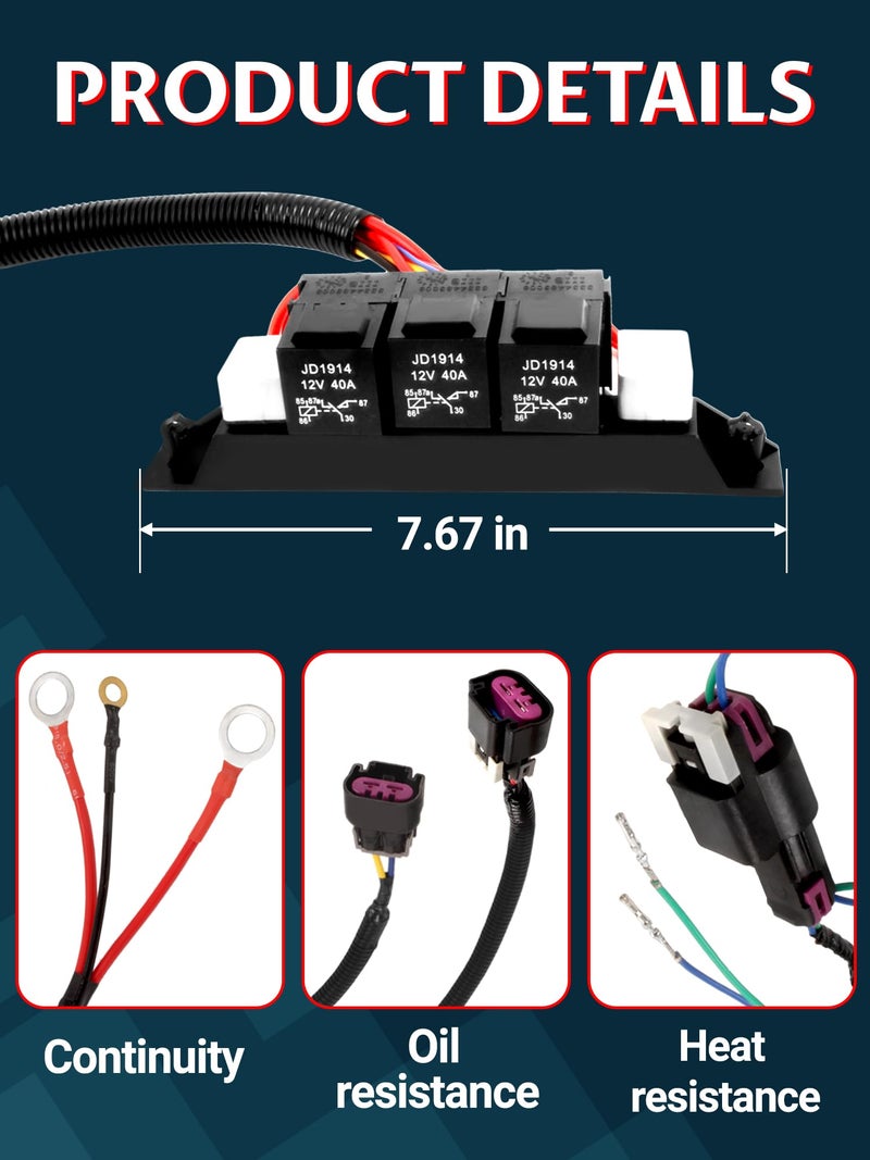 Ntoauto 674-00923 Dual Speed Electric Fan Control Wiring Harness Kit Compatible with Silverado Avalanche Suburban Tahoe Sierra Yukon Stand Alone Electric Fan Harness - Image 2