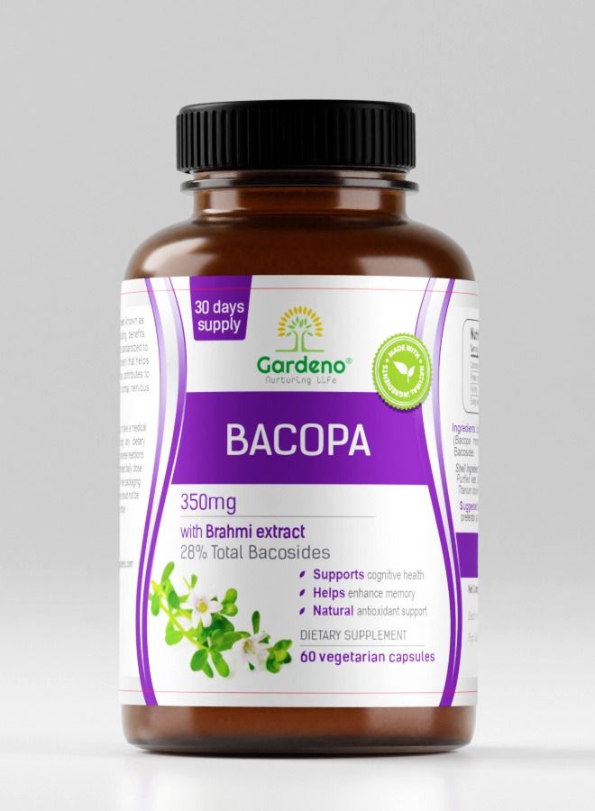 غاردينو جاردينو باكوبا مع باكوسايدس  |  مكمل منشط الذهن المعزز للحدة العقلية والتركيز والذاكرة والعافية المعرفية - 60 كبسولة - Image 1
