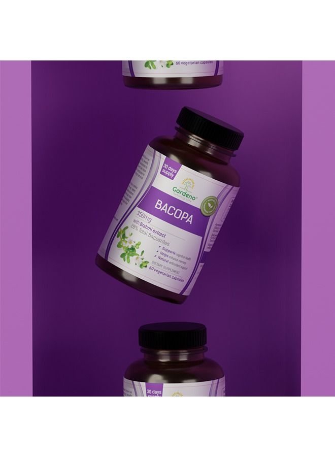 غاردينو جاردينو باكوبا مع باكوسايدس  |  مكمل منشط الذهن المعزز للحدة العقلية والتركيز والذاكرة والعافية المعرفية - 60 كبسولة - Image 3