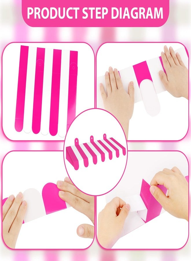 Adecortalk 4 Pcs Circus Awning Decorations 3D Carnival Tent Striped Awning Decorations Mardi Gras Awnings for Carnival Circus Party Favors Carnival Stand Classroom Bulletin Board Decor(Rose Red White) - Image 3