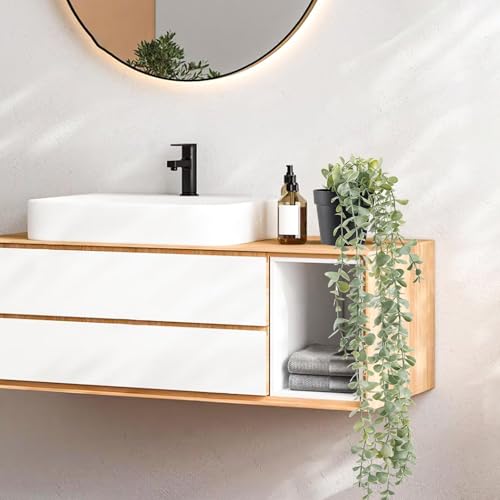 Der Rose 1Pcs Fake Plants Hanging Artificial Potted Faux Eucalyptus Plants for Vintage Boho Farmhouse Bathroom Office Desk Wall Book Shelf Room Accessories Decor Indoor - Image 5
