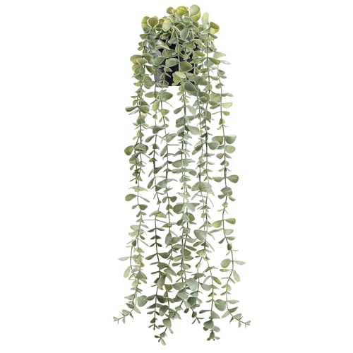 Der Rose 1Pcs Fake Plants Hanging Artificial Potted Faux Eucalyptus Plants for Vintage Boho Farmhouse Bathroom Office Desk Wall Book Shelf Room Accessories Decor Indoor - Image 1