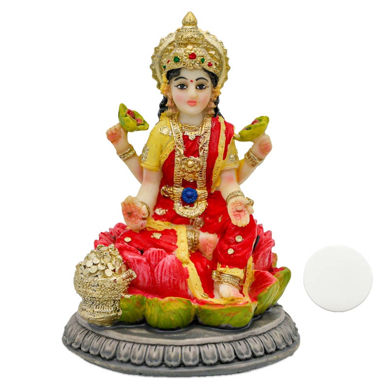 alikiki Small Hindu Goddess Lakshmi Statue 39H Indian Ido Laxmi Figurine for Car Dash Board Decor Home Office Mandir Temple Altar Shrine Pooja Item Murti for Diwali Puja Gifts - Image 2