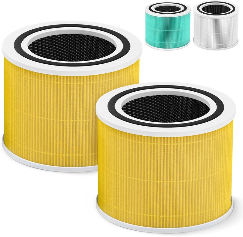 isinlive Core 300 Pet Care Replacement Filter for LEVOIT Core 300 Core300-P Core 300s VortexAir Air Purifier, 3-in-1 HEPA and Activated Carbon, Core 300-RF-PA, 2 Pack, Yellow - Image 1
