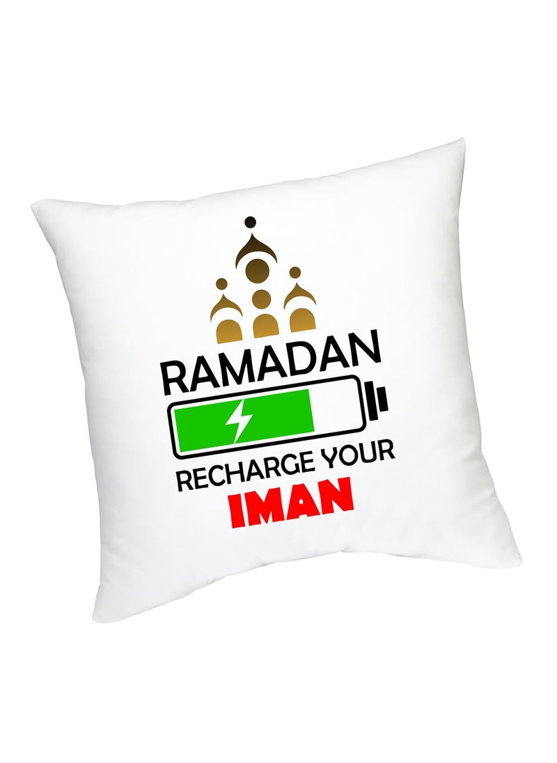 NIBEMINENT Ramadan Recharge Your Iman Printed Cushion White/Black/Red 45centimeter 