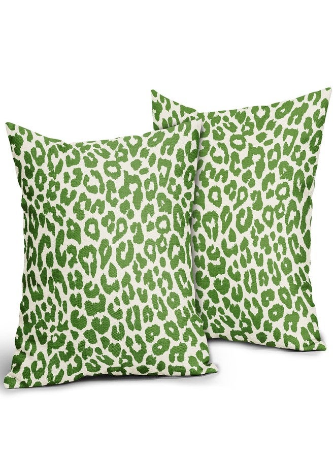 Aytipun Lime Green Leopard Print Pillow Covers 18x18 Set of 2 Cheetah Animal Pattern Chinoiserie Decorative Throw Pillows Outdoor Pillowcase Farmhouse Linen Cushion Case Decor for Sofa Couch Bed - Image 2
