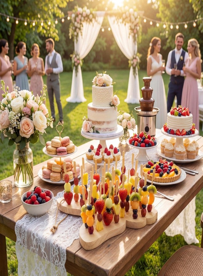 Vesici 2 Pcs Skewer Holder with 100 Pcs 5.9" Cocktail Pick, 98 Holes Fruit Kabobs Appetizer Food Pick Stand and Display Serving Holder for Wedding Party Buffet Catering Event Favor(Butterfly) - Image 4