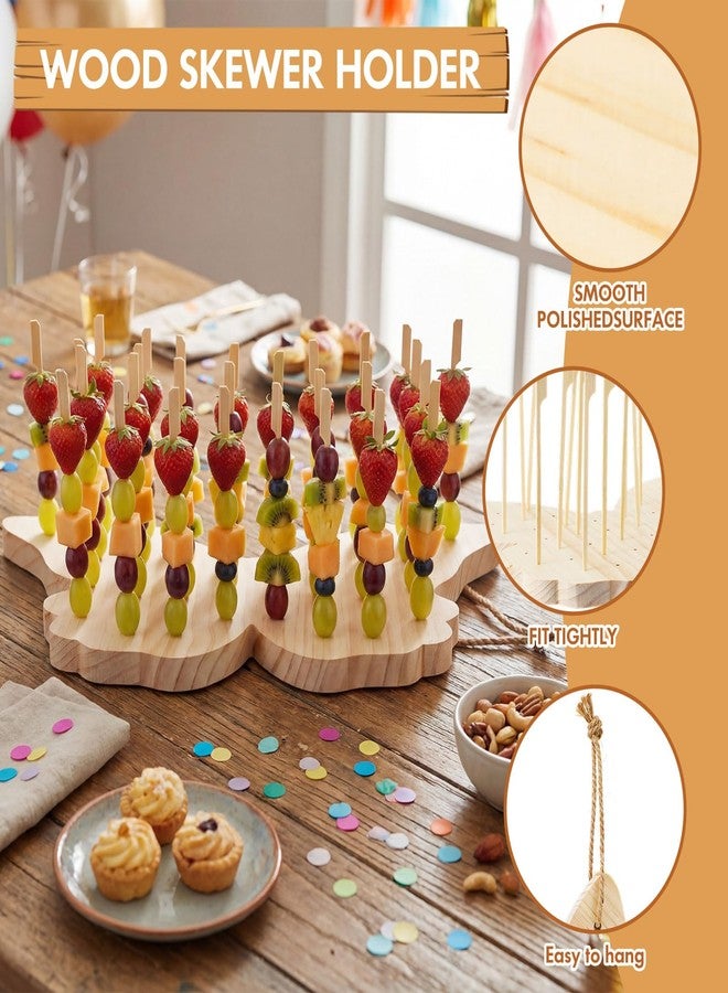 Vesici 2 Pcs Skewer Holder with 100 Pcs 5.9" Cocktail Pick, 98 Holes Fruit Kabobs Appetizer Food Pick Stand and Display Serving Holder for Wedding Party Buffet Catering Event Favor(Butterfly) - Image 3