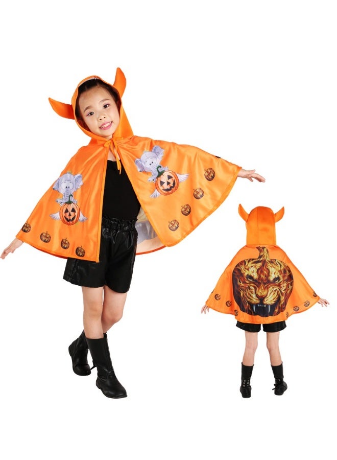 NIBEMINENT Halloween costumes, children's horned cape, devil shawl cape, cute dance performance costumes