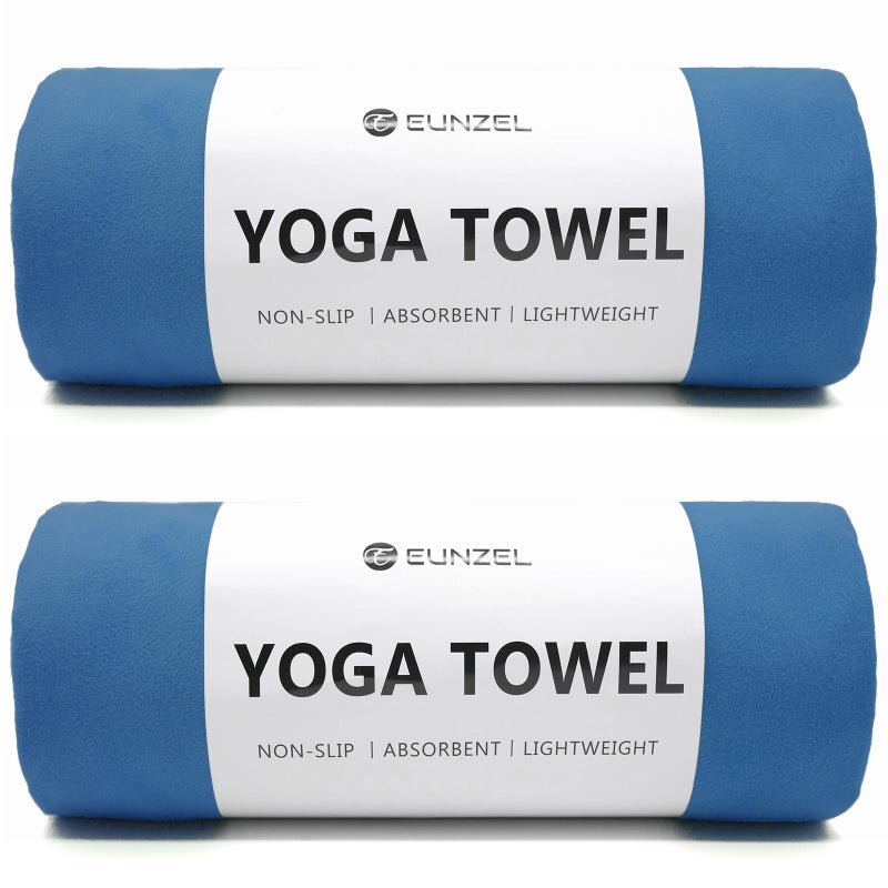 Eunzel 2 Pack Hot Yoga Towel Non Slip Yoga Mat Towel NonSlip Sweat Absorbent Microfiber Towel for Hot Yoga Pilates and Workout 72 x 265 Navy - Image 2