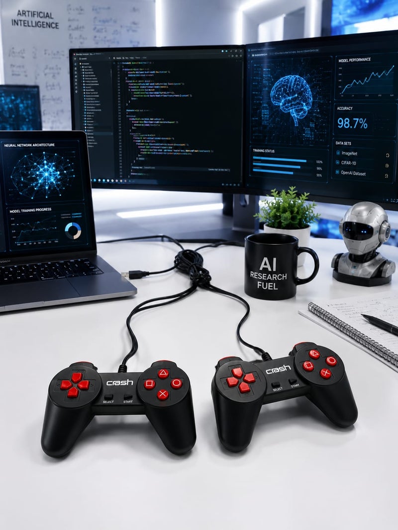 كراش X1 دراعين ألعاب سلك USB للكمبيوتر واللاب توب تصميم مريح مع أزرار سريعة الاستجابة ودعم Plug و Play متوافق مع Windows واللعب الجماعي - Image 5
