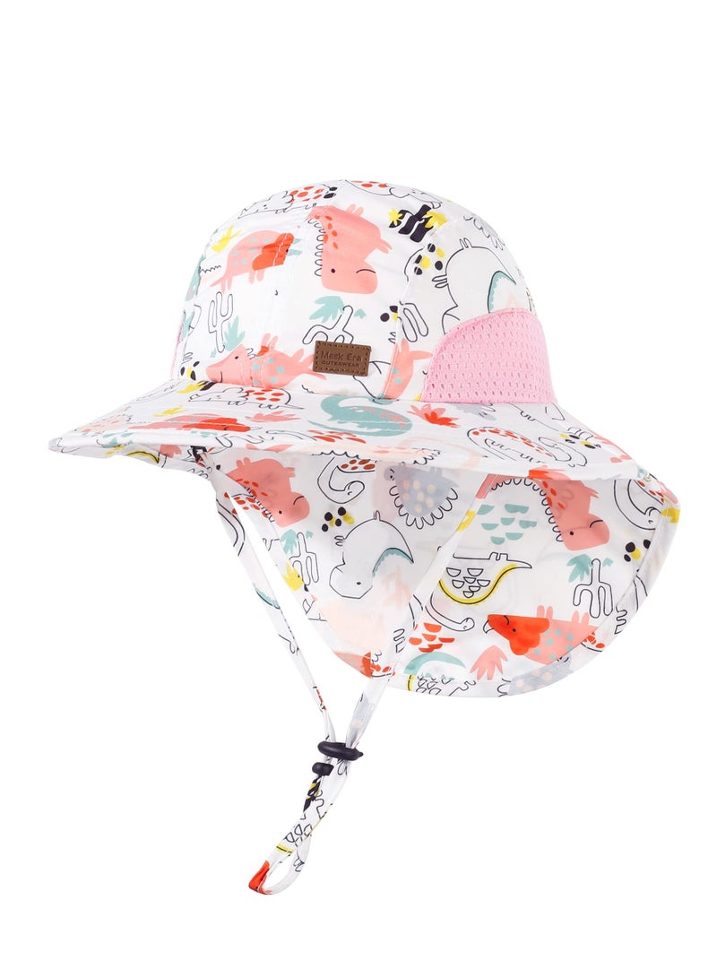 Kids Summer Sun Hat UPF 50+ Adjustable Beach Cap for Boys and Girls 2-6 Years Pink - Image 1