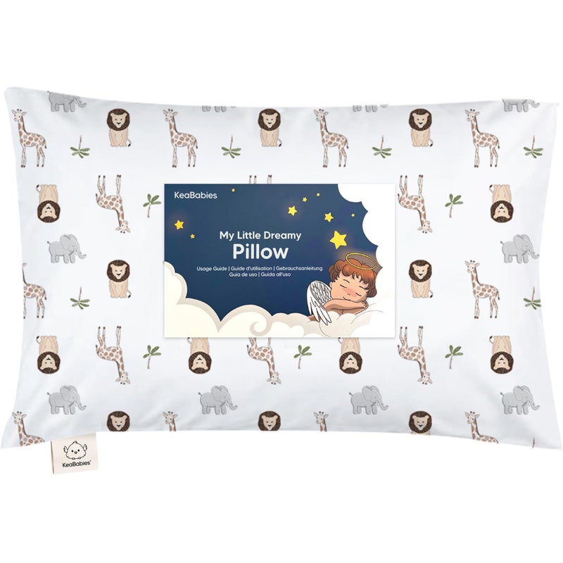 KeaBabies Toddler Pillow with Pillowcase - 13x18 My Little Dreamy Kids Travel Bed Pillows for Sleeping, Organic Cotton Small Pillowcase, Soft & Breathable, Machine Washable, Toddlers 2-5 Years Old (The Wild) - Image 1