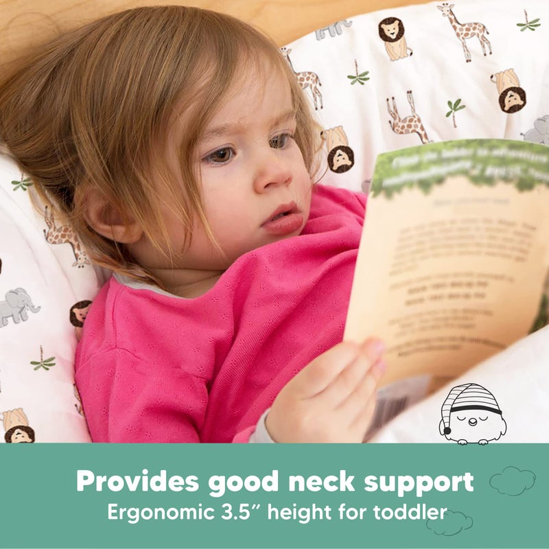 KeaBabies Toddler Pillow with Pillowcase - 13x18 My Little Dreamy Kids Travel Bed Pillows for Sleeping, Organic Cotton Small Pillowcase, Soft & Breathable, Machine Washable, Toddlers 2-5 Years Old (The Wild) - Image 5