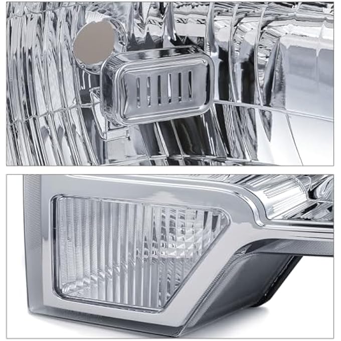 M-AUTO LeftRight Headlights Lamps Assembly Compatible With 2009 2010 2011 2012 2013 2014 Ford F150 24Door Pickup Truck Chrome Housing Clear Corner Oe Direct Replacement Headlamps - Image 5