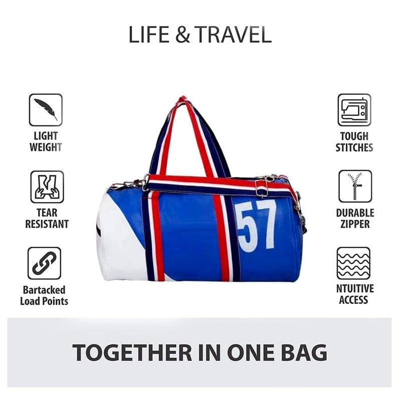COOL INDIANS Trendy & Classic Gym Bag for Men & Women Leather Sports Gym Bag with Shoulder Strap Duffle Bag Yoga & Travel Bag for Boys & Girls Duffle Bag & Travelling & Outdoor Bag (57 NO Blue) - Image 3