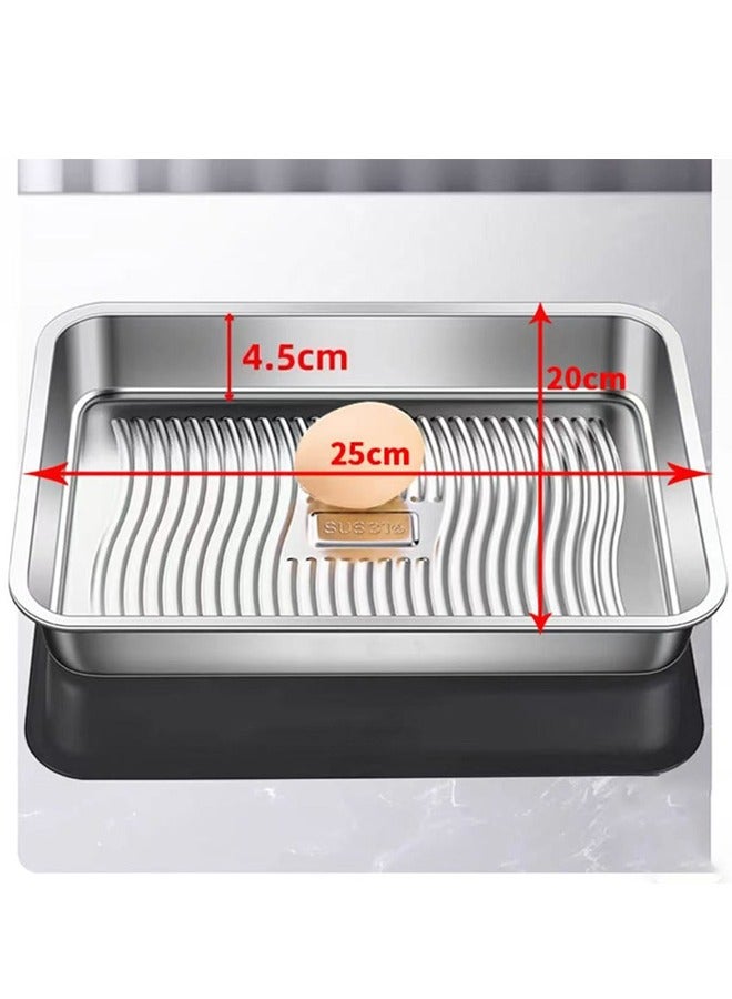 1 Pcs Stainless Steel Multifunctional Square Serving Tray with Lid Airtight Deli Meat Storage Containers for Fridge Dishwasher Safe Kitchen Food Storage Containers - Image 3