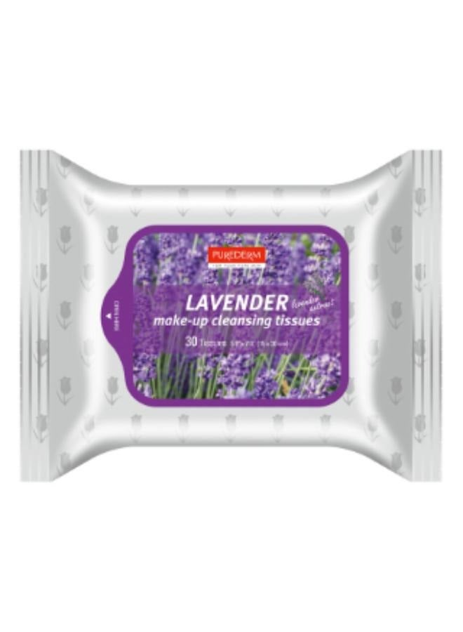 بيور ديرم مناديل طبيعية لتنظيف المكياج “لافندر” 30 منديلاً - Image 1