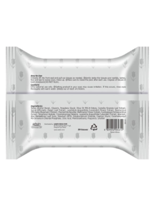 بيور ديرم مناديل طبيعية لتنظيف المكياج “لافندر” 30 منديلاً - Image 2