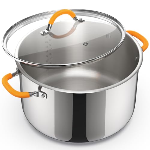 Ciwete Stainless Steel Stock Pot, 11 Quart Soup Pot with Lid, Heavy-Duty Thick Bottom Induction Cooking Pot for Pasta, Stew & Simmering, Fast Heating, Compatible with All Cooktops, Dishwasher Safe - Image 1